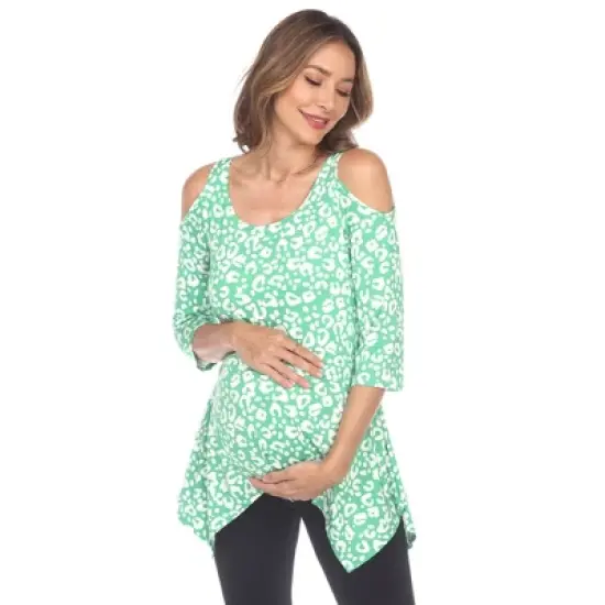 Maternity Leopard Cold Shoulder Tunic Top image {8}