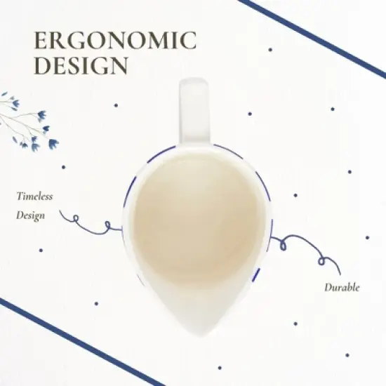 Spode Steccato Milk Jug, 10oz - Earthenware Drink Pitcher with Bold Blue Stripes for Coffee Bar Essentials, Creamer, Salad Dressing, Juice or Tabletop image {5}