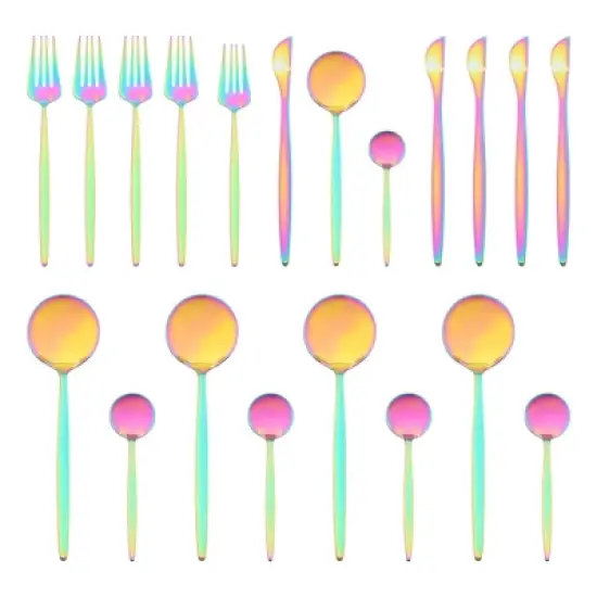 REGALWOVEN 20 Pcs Stainless Steel Mirror Polished Comfortable Handle Serving Sets image {8}
