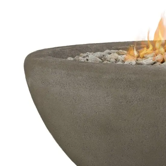 Riverside Large Oval Fire Bowl - Glacier Gray - Real Flame image {2}
