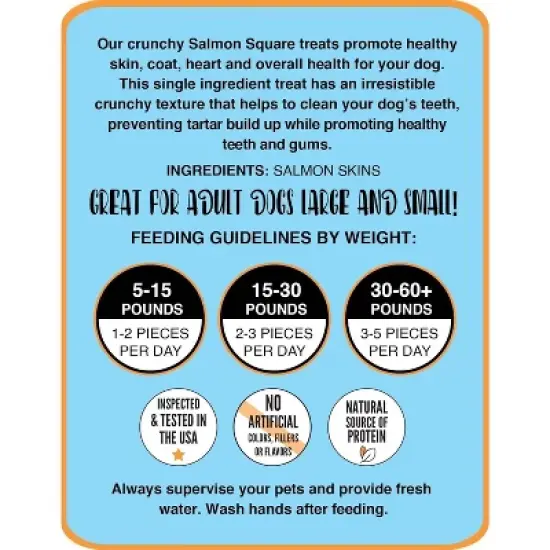 Hubert Pet Premium Salmon Skin Dog Treats, Grain Free, Single Ingredient, USA Tested - 8oz / 0.5 lb Super Value Pack image {4}