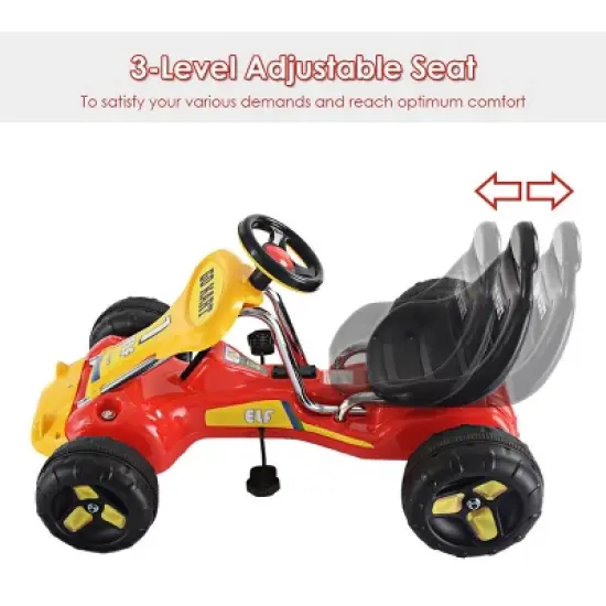 Costway Kids Go Kart Ride On Car Pedal Powered Car 4 Wheel Racer Toy Stealth Outdoor image {4}
