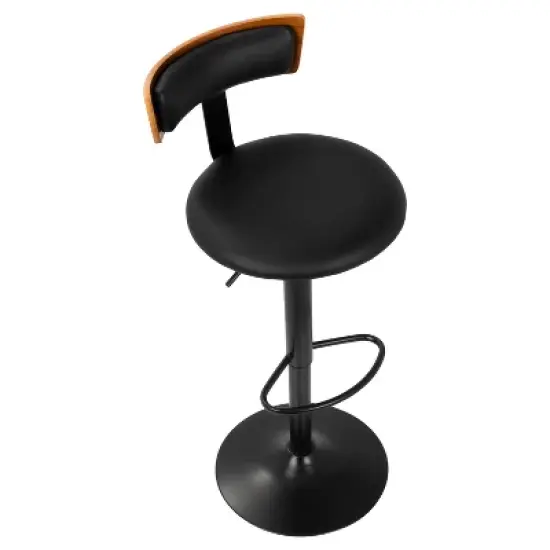 Weller Contemporary Barstool with Black Frame Walnut Wood/Black - Lumisource image {5}