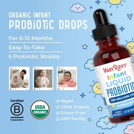 MaryRuth's Infant Probiotic Drops, Unflavored, Org, 1 oz image {7}