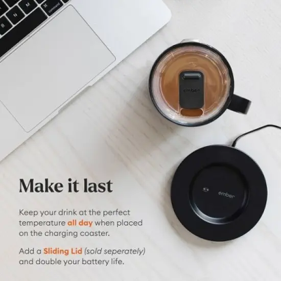 Ember Mug 2 10oz Temperature Control Smart Mug Rose Gold: Ceramic & Stainless Steel, Hand Wash, Includes Coaster image {5}