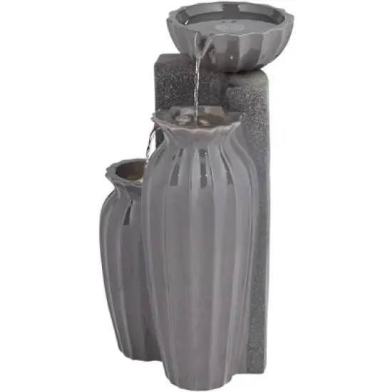 Three Bowls 26 1/2" High Large Modern Outdoor Decor Dark Gray Ceramic Floor Fountain with Light LED 3-Tier Outside Garden Patio Yard image {7}