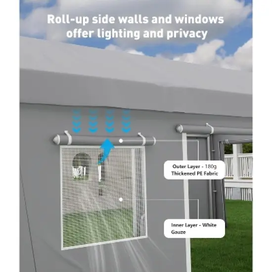 Extra Heavy Duty Carport Sidewalls, PE Waterproof & UV-Resistant Fabric Panels, Universal Fit for 10x20 and 13x20 Foot Carport Frames image {2}