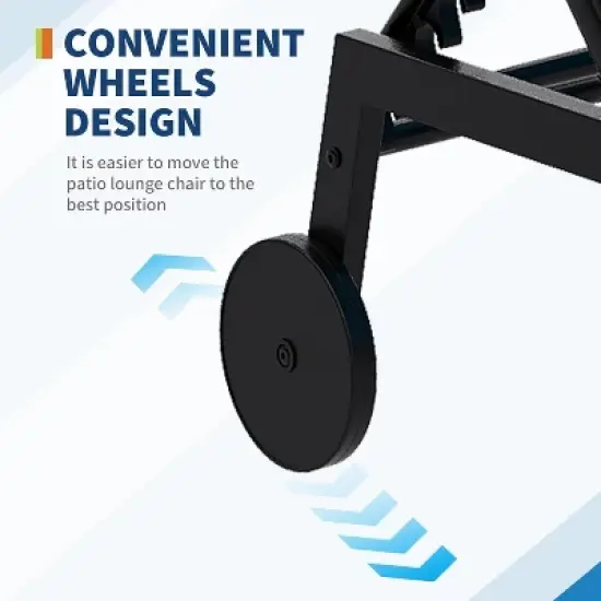 3 Piece Outdoor Chaise Lounge Chair Set, Patio Pool Chairs with Backrest, Wheels, Outdoor Furniture with Side Table for Deck, Garden, Beach image {4}