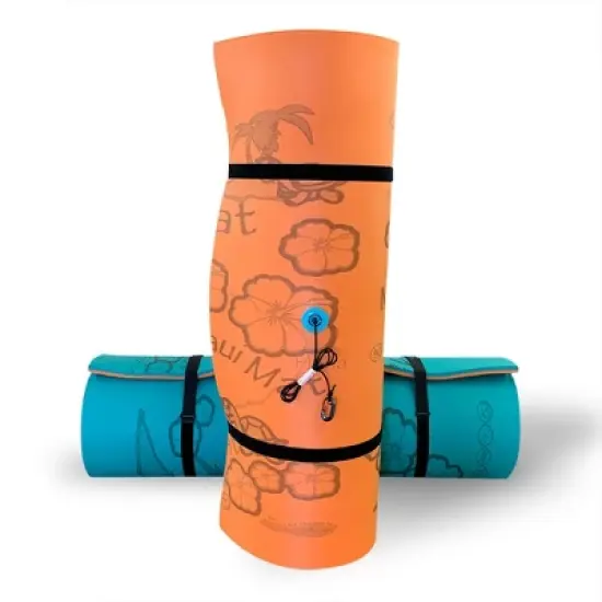 Aqua Lily Pad Maui Water Playground Floating Foam Island Mat with Storage Straps and Pad Protectors, Orange and Teal image {6}