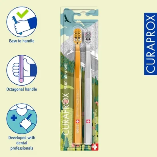 Curaprox CS 5460 Fox and Bunny Edition 2024, Ultra Soft Toothbrush for Gentle and Powerful Daily Cleaning, 2 pcs image {4}
