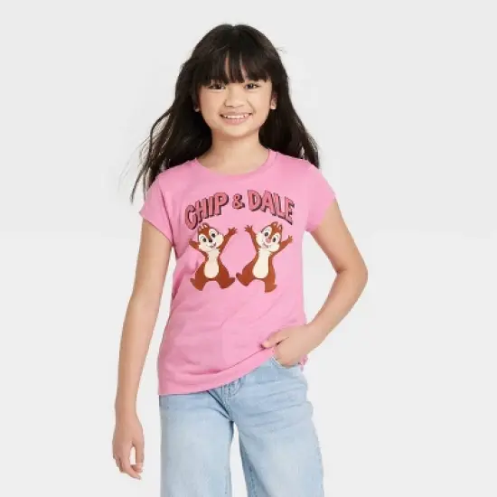 Girls' Disney Chip & Dale Short Sleeve Graphic T-Shirt - Pink image {3}