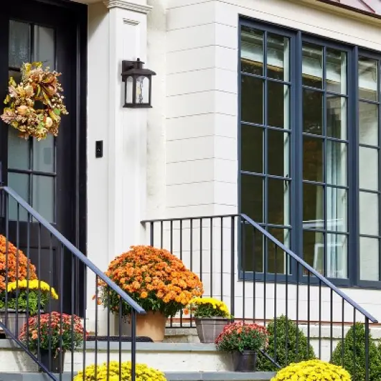 C Cattleya 2-Pack 12in. Oil Rubbed Bronze Outdoor Wall Lantern with Water Ripple Glass image {2}