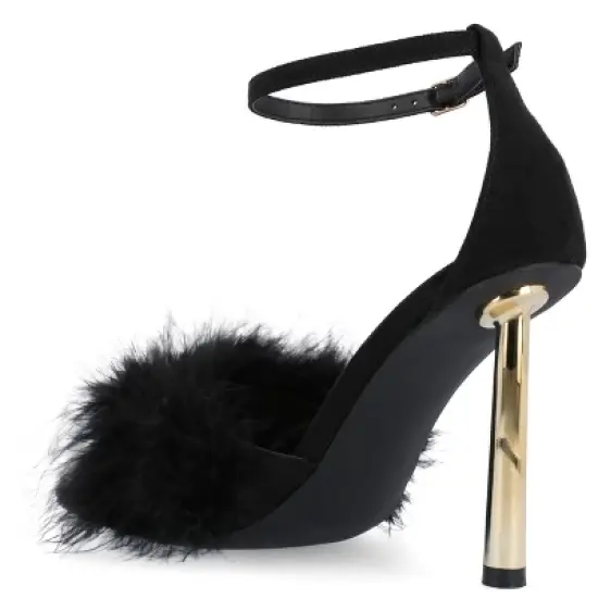 Journee Collection Women's Odete Mid Heel Open Toe Pumps image {6}