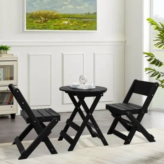 Hyleory 3-Piece Patio Bistro Set - Foldable Table & Chairs with Coffee Table, Lightweight for Balcony, Garden, Apartment ,Weather-Resistant image {3}