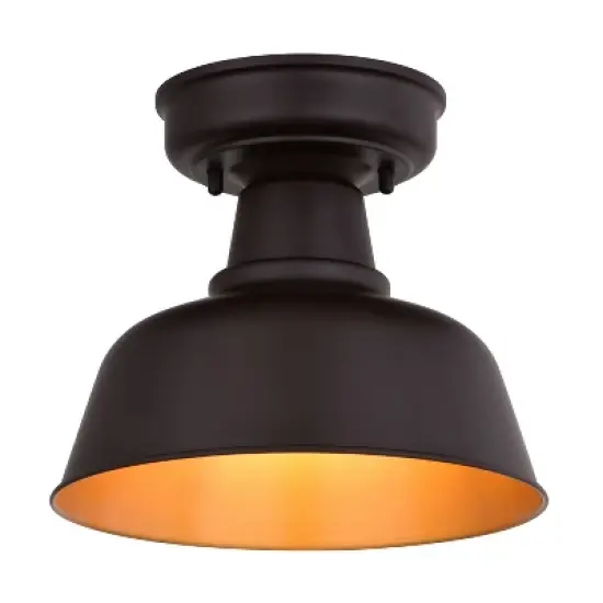 VAXCEL Cody Oil Rubbed Bronze and Light Gold Farmhouse Outdoor Flush Mount Ceiling Light image {7}