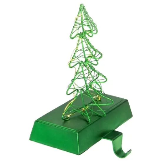 Northlight 8" LED Lighted Green Wired Christmas Tree Stocking Holder image {2}