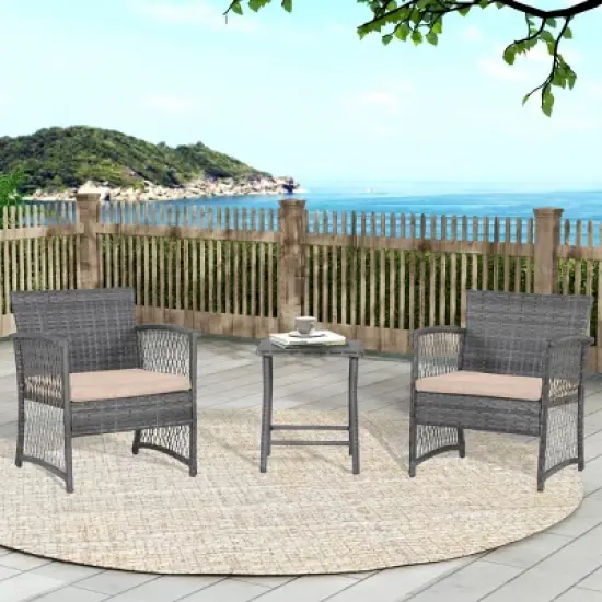 WestinTrends  3-Piece Outdoor Patio Conversation Set, Gray/Beige image {1}