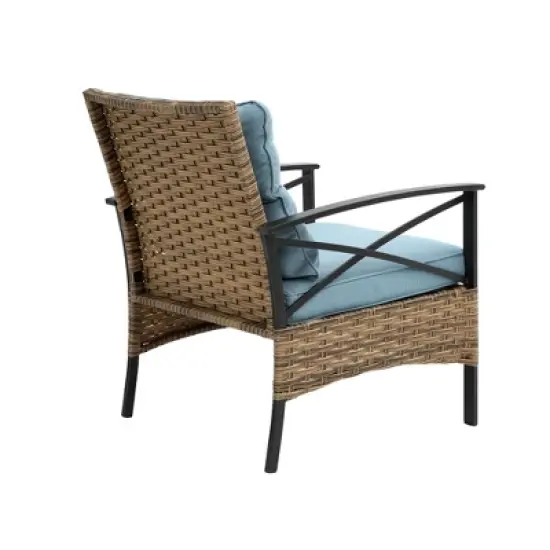 FIONECA 4-Piece Patio Sectional Low Dining Conversation Sofa Set, Rattan Wicker Outdoor Corner Furniture with Cushions image {10}