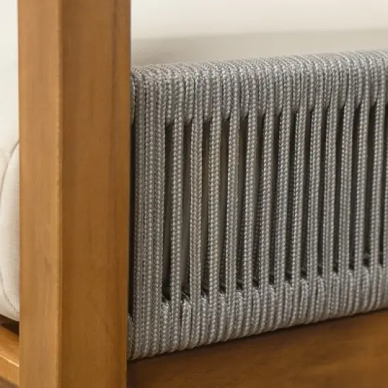 Christopher Knight Home Fawn Modern Outdoor Acacia Wood Loveseat and Table Set, Beige/Teak image {7}