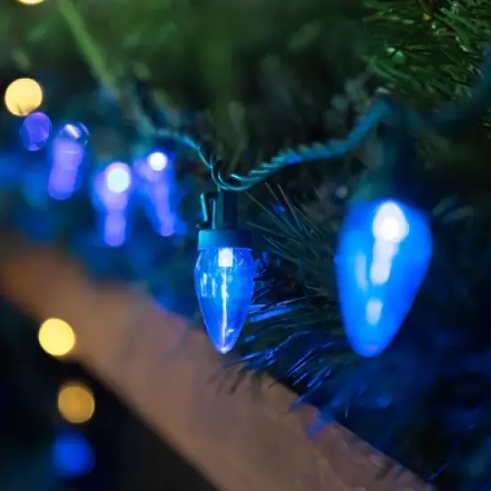 Northlight 25ct Blue LED C7 Christmas Lights - 17ft Green Wire image {1}