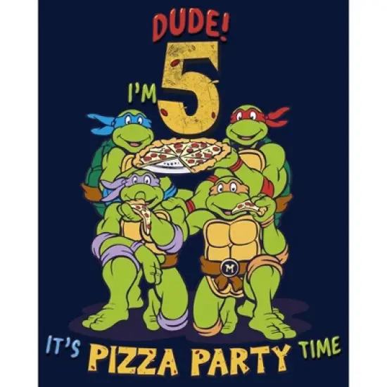 Boy's Teenage Mutant Ninja Turtles 5th Birthday Pizza Party T-Shirt image {1}