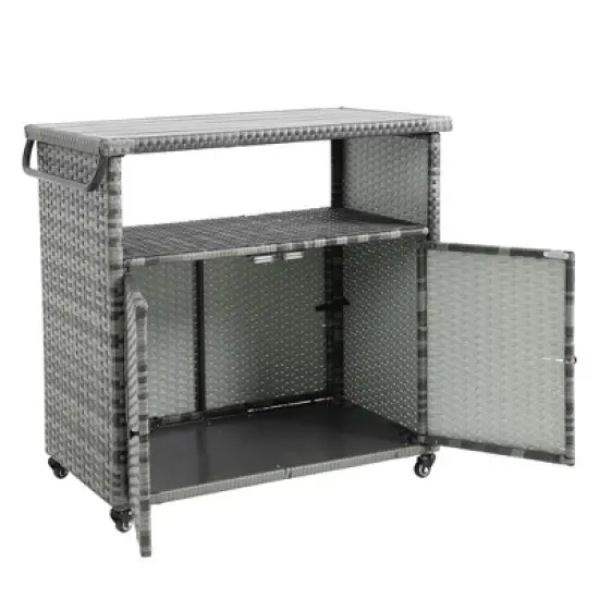 MOEPISY Outdoor Wicker Serving Cart Wheels image {6}