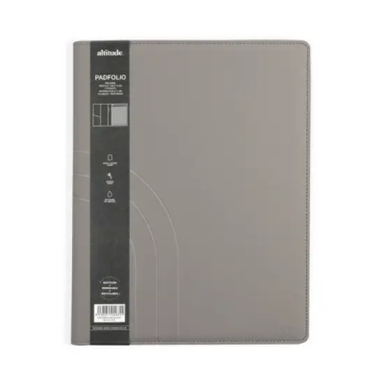 Altitude Padfolio 10"x12.5" Vegan Leather Gray Debossed Arch image {8}