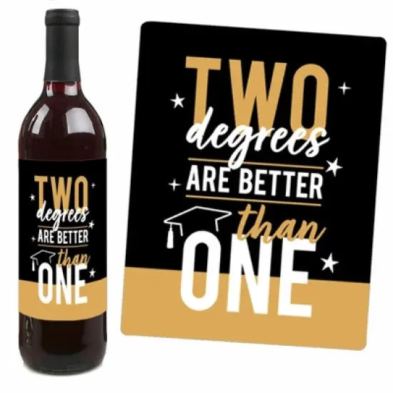 Big Dot of Happiness Mastered It - Master's Degree Graduation Party Decorations for Women and Men - Wine Bottle Label Stickers - Set of 4 image {2}