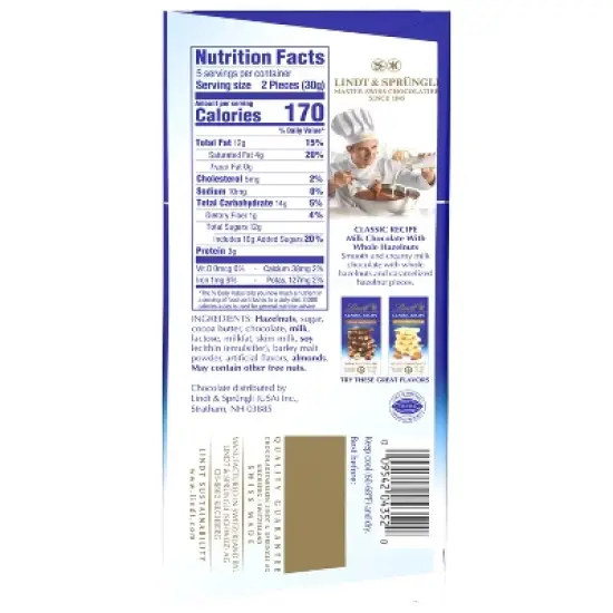 Lindt Classic Recipe Whole Hazelnuts Milk Chocolate Candy Bar - 5.3oz image {5}
