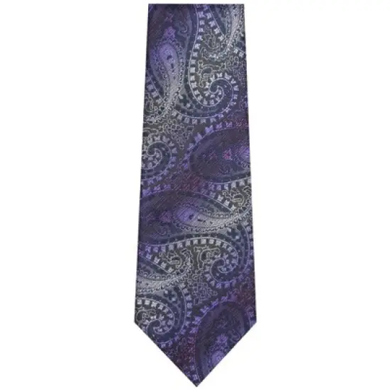 TheDapperTie Men's Purple And Black Paisley Necktie with Hanky image {1}