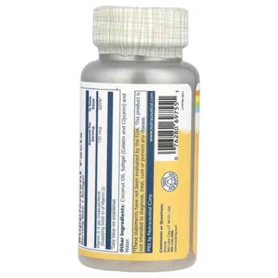Solaray Super Bio Vitamin D-3, 125 mcg, 120 Softgels image {2}