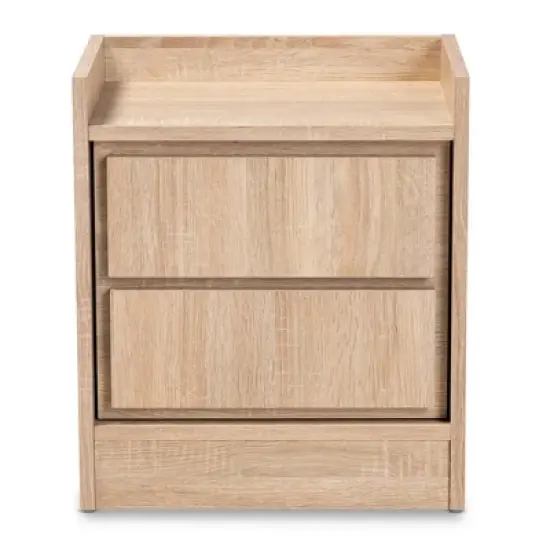 2 Drawers Hale Wood Nightstand - Baxton Studio image {2}