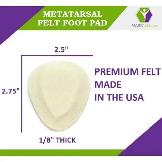 Mars Wellness Metatarsal Felt Foot Pad Skived Cut - 6 Pairs (12 Pieces) image {1}
