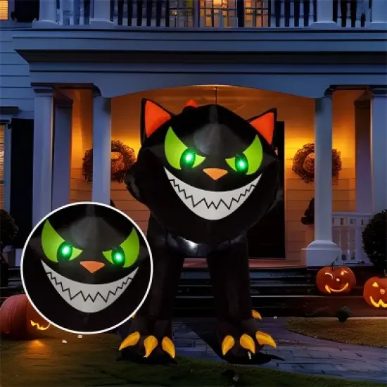Joyfy 7 FT Halloween Inflatable Outdoor Decoration, Inflatable Black Cat with Moving Head for Halloween Party Indoor Outdoor Yard Garden Lawn Decor image {8}