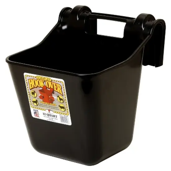 Little Giant HF12BLACK Heavy Duty 12 Quart Mountable Plastic Hook Over Feeder, Black (4 Pack) image {1}