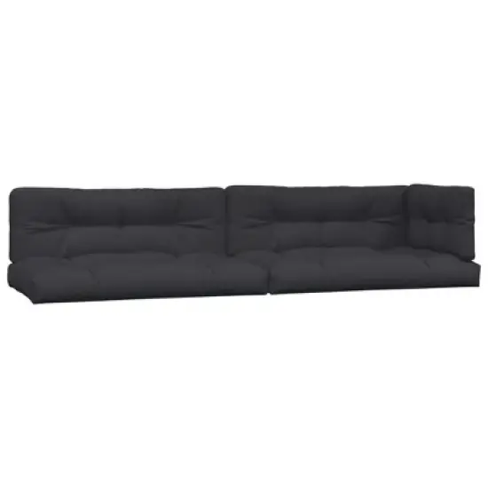 vidaXL Pallet Sofa Set Acacia wood color with black cushions image {5}