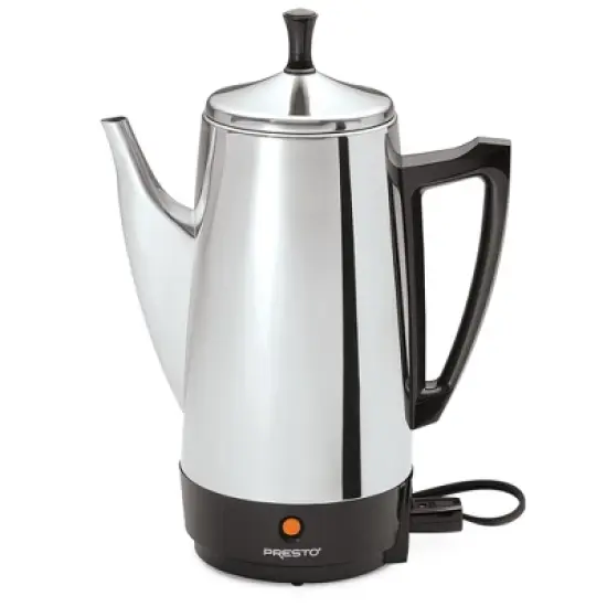 Presto Stainless Steel Coffee Maker, 12 Cup Robust Percolator Coffee Machine for Kitchens with Filter Basket and Signal Light, Silver image {6}