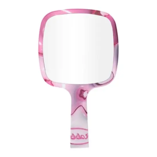 Unique Bargains Durable Square Handheld Mirror Rose Red Pink 1 Pc image {3}