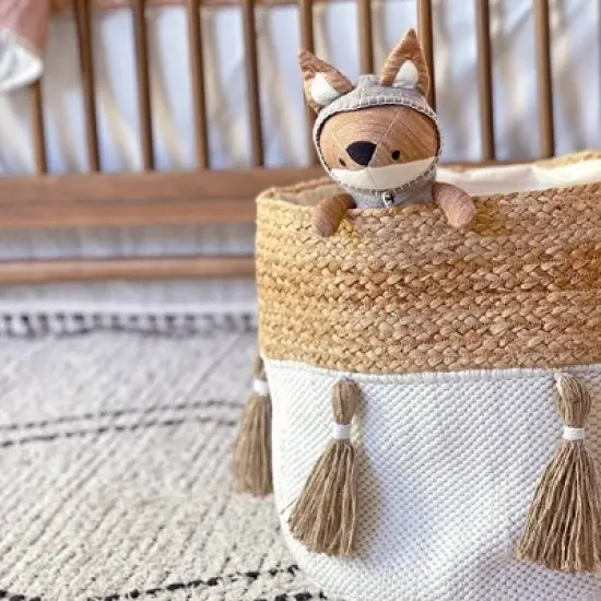 Crane Baby Cotton Canvas Storage Bin - Cotton and Jute Tassel image {3}