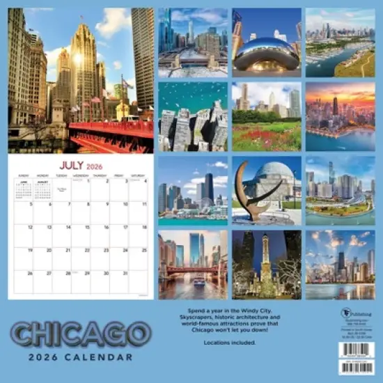 TF Publishing 13.5"x14.5" 2026 Chicago Wall Calendar image {4}