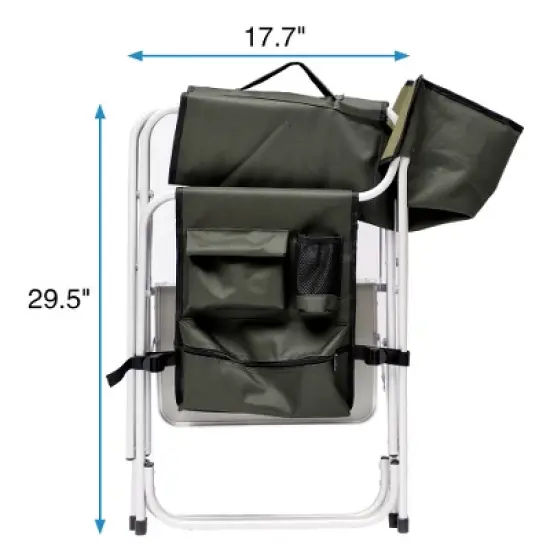 YUHAO 1PCS Outdoor Storage Pockets Lightweight Oversized Directors Chair，Padded Folding Outdoor Chair for Camping Picnics Fishing，Green image {6}
