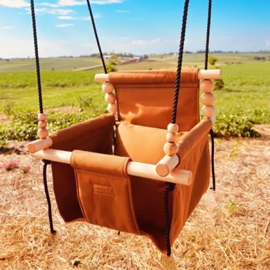 Sweet Swinging - Premium Outdoor Baby/Toddler Swing W/Pillow - Nutmeg image {4}