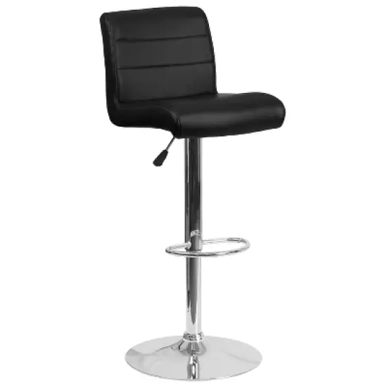 Flash Furniture Contemporary Vinyl Adjustable Height Barstool with Rolled Seat and Chrome Base image {11}