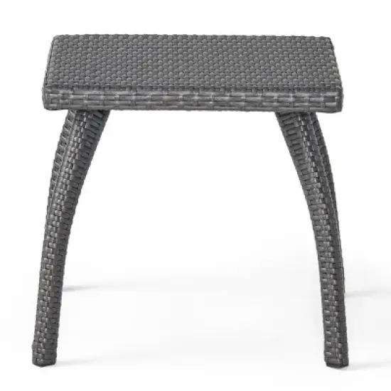GDFStudio Hilary Outdoor Wicker Side Table with Curved Leg image {8}