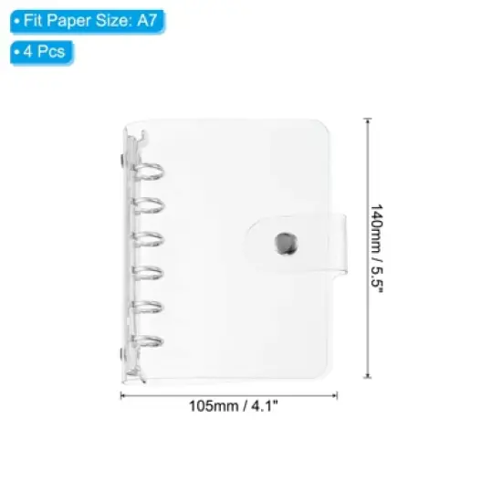 Unique Bargains PVC Waterproof Metal 6 Ring Round Binder Cover for Meeting Folder A7 4 Pcs image {1}