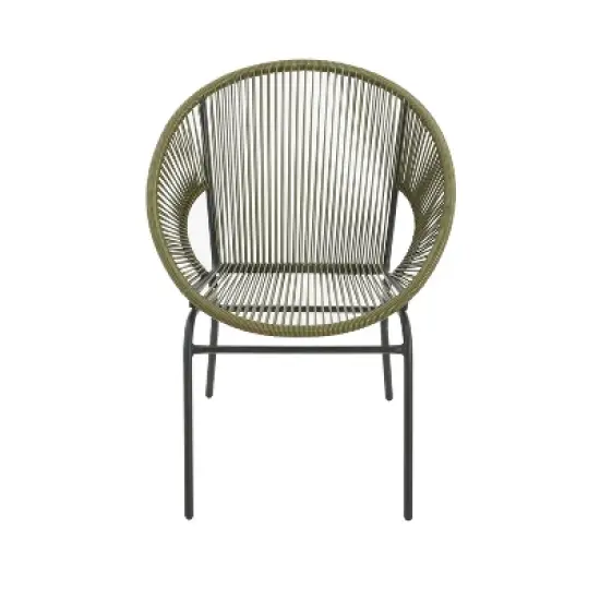 Christopher Knight Home Nusa Outdoor Rattan and Metal Acapulco Weave Club Chairs (Set of 2) image {3}