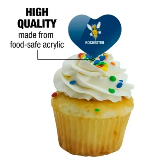 University of Rochester Primary Logo Heart Love Cupcake Picks Toppers Decoration Set of 6 image {2}