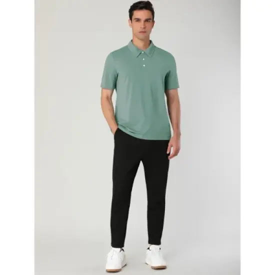 Lars Amadeus Men's Summer Solid Polo Shirts Short Sleeve Golf Performance Polo T Shirts image {3}