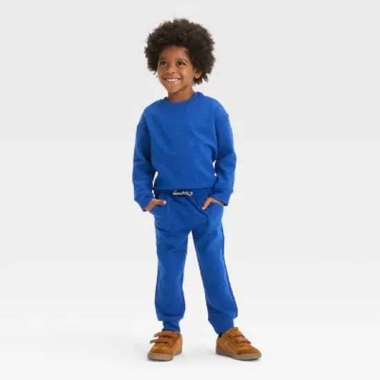 Toddler Boys' Embossed Knit Sweatshirt and Jogger Pants Set - Cat & Jack&trade; Blue image {2}