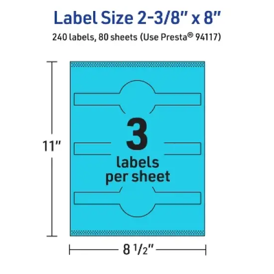 Avery Printable Wraparound Labels, Bright Blue, 2-3/8" x 8", 240ct image {4}